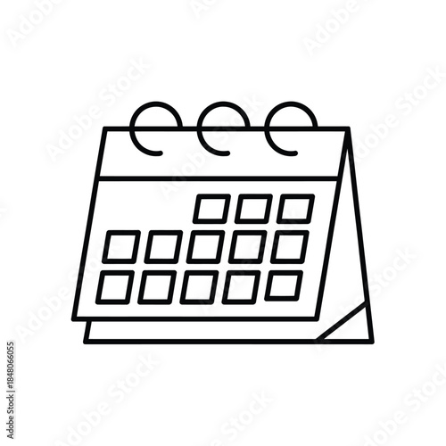 Simple line art illustration of a calendar with blank dates displayed
