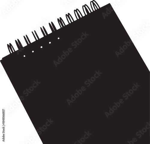 Black Spiral Notebook with Metal Spiral Binding on White Background also transparent background