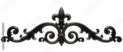 Obraz Ornate black flourish with fleur de lis transparent background cutout png