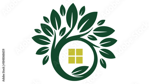 Green tree with yellow square Vector