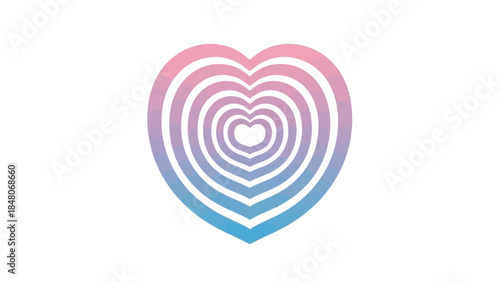 Vibrant pastel gradient heart with concentric lines symbolizing love and connection