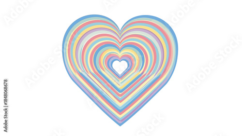 Vibrant rainbow concentric heart patterns symbolizing love and harmony in bright colors