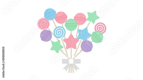 Whimsical Convex Candy Duo Balloon Bouquet with Pastel Colors for Celebrations
