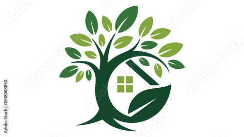 Tree with house symbol Vector