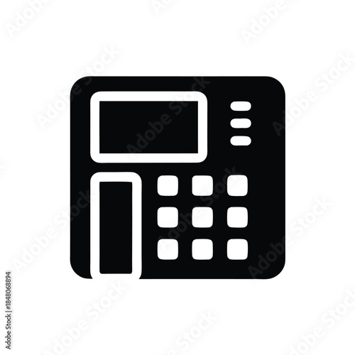 Dark Gray Automated Teller Machine, Icon Style Design on a White Isolated Background