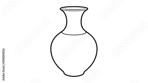 Simple outline drawing of a traditional curved vase with a narrow neck and rounded body.