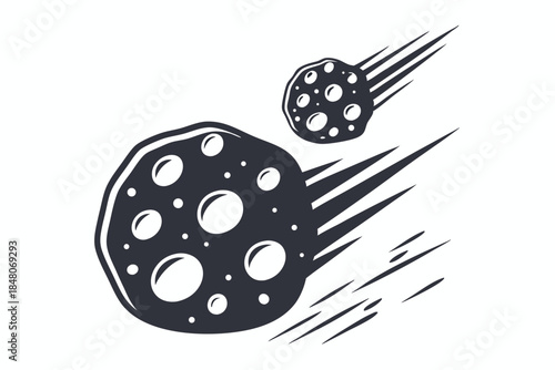 Full Moon Silhouette with Craters, Celestial Body, Lunar Surface, Black and White