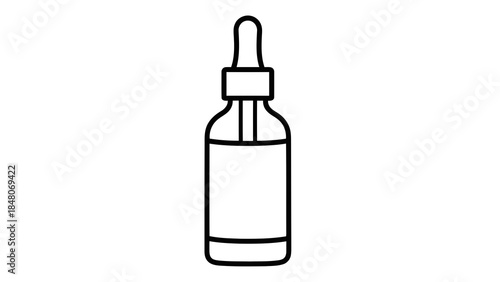 Simple outline icon of a dropper bottle with blank label for cosmetic or medicinal liquid