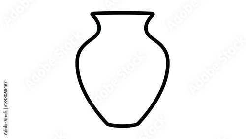 Outline of a classic ceramic vase, isolated on a white background, vector art