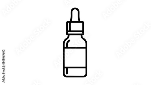 Line art icon of a dropper bottle with a blank label, symbolizing serum or liquid medication.