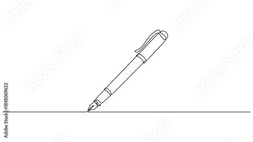 Wallpaper Mural Self drawing animation of fountain pen in continuous one line art style. 4k animation Torontodigital.ca