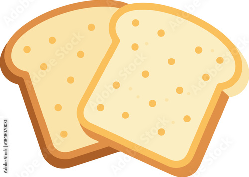 Two slices of fresh bread, warm and minimalist vector illustration