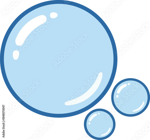 Light blue soap bubbles, playful and clean vector illustration