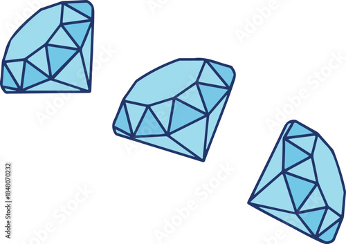 Asymmetrical diamond cuts, modern geometric vector illustration