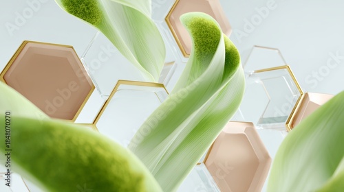 Fototapeta Naklejka Na Ścianę i Meble -  Green leafy plant is shown in the center of the image