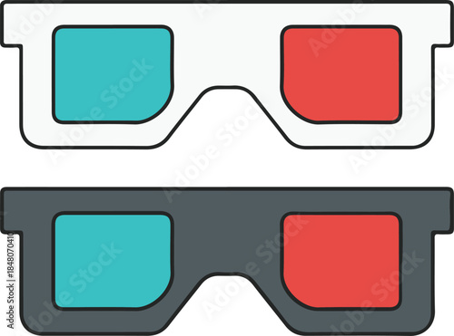 Square cinema 3D glasses, flat geometric vector illustration