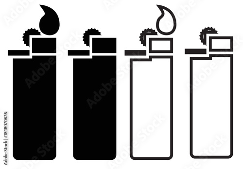 Minimalist lighter icon sheet in vector format, suitable for UI, apps, and modern graphic design.