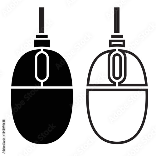 Mouse cursor symbol vector with hollow and solid styles, ideal for interfaces, web design, and navigation elements.