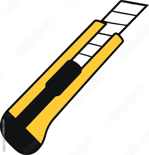 Box cutter knife, professional utility vector illustration