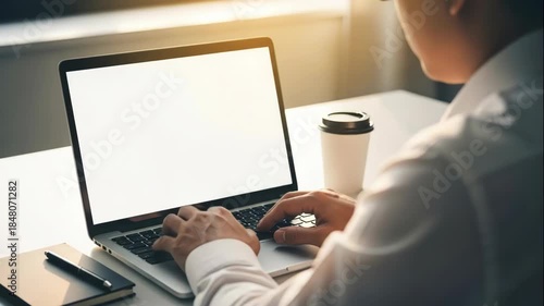 Focused worker typing on laptop