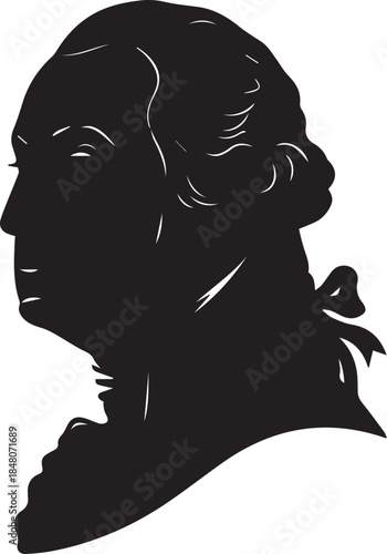 Silhouette profile of george washington in historical attire
