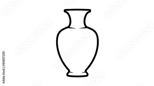 Outline of an elegant ceramic vase with a flared neck on a white background