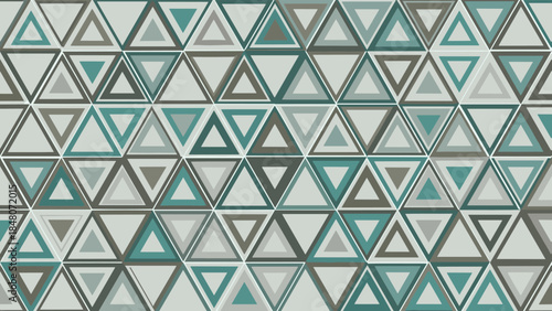Abstract geometric background featuring a seamless mosaic pattern of nested triangles in a modern, muted color palette of teal and gray.