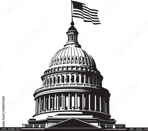 United states capitol building with american flag