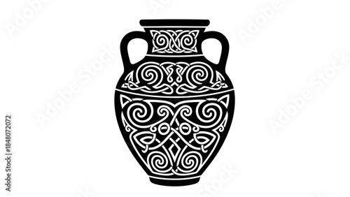 Ancient celtic knotwork amphora vector illustration on white background