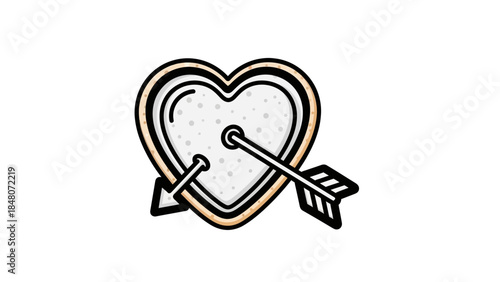 Whimsical Heart with Arrows Embedding Through Its Center in a Playful Style