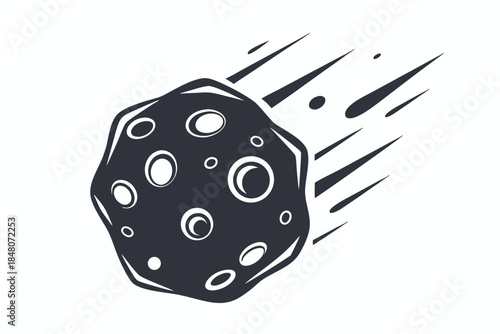 Monochrome Celestial Meteors Black & White Space Rocks with Streaking Tails Element