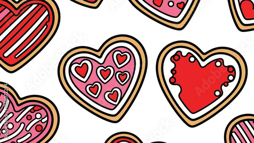 Whimsical Heart-shaped Cookies with Vibrant Icing and Playful Patterns for Celebrations