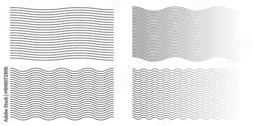 Waves line set. Wave ornament pattern. Set of wavy zigzag lines. Wave thin line background. Vector zigzag and wavy horizontal underline. Vector