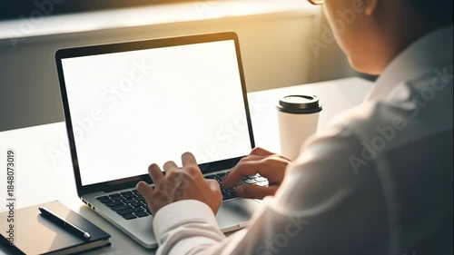 Focused worker typing on laptop
