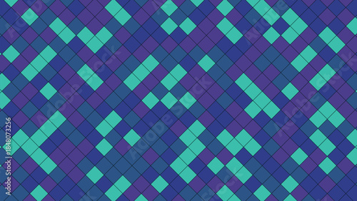 Abstract geometric pattern with repeating diamond shapes in shades of blue and purple.