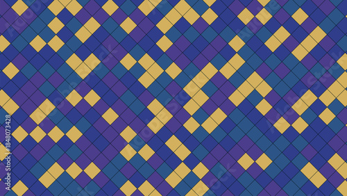 Abstract geometric pattern of colorful diamonds creating a dynamic mosaic effect.