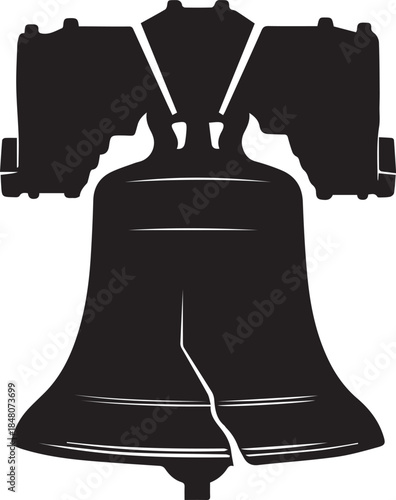 Iconic silhouette of the liberty bell in black and white