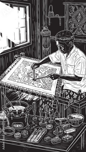 A Thoughtful Scholar At A Vintage Study Desk Surrounded By Manuscripts And Writing Tools.