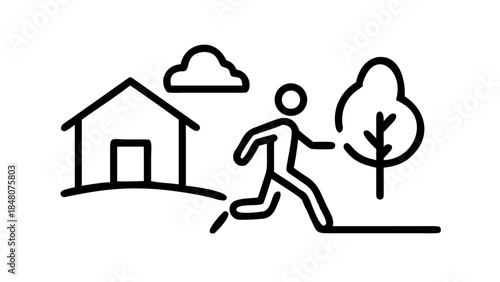 A silhouette of a person jogging through a park towards a distant light, symbolizing pursuit of goals and a brighter future.