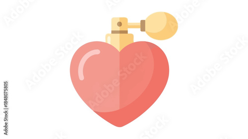 Whimsical Heart-Shaped Perfume Bottle Illustration with Soft Colors for Romantic and Feminine Themes