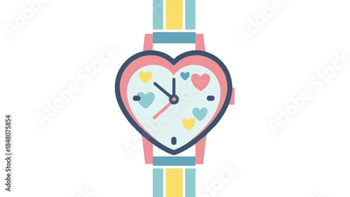 Whimsical Heart-Shaped Wall Clock with Colorful Heart Patterns for Decor