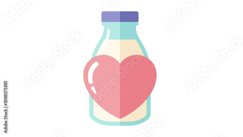 Whimsical Illustration of a Medicine Bottle with a Heart Design Sigil of Love and Care