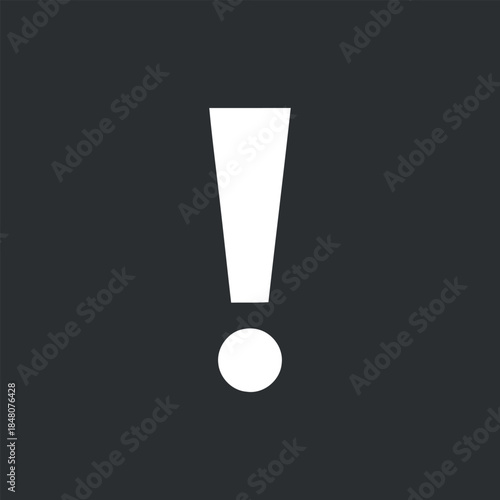 a stark white exclamation point stands prominently against a solid black background representing urgency attention or a critical alert message