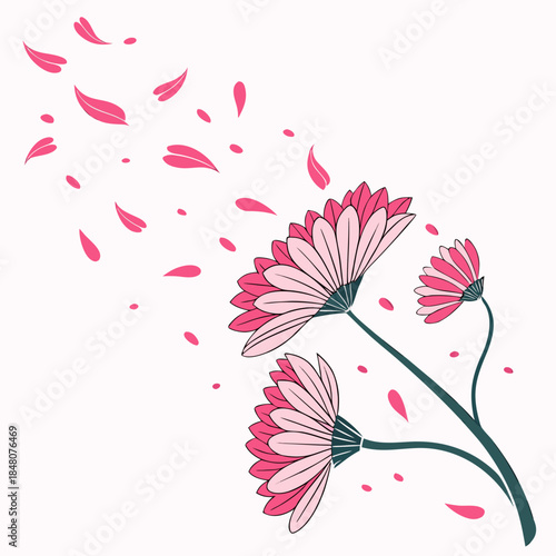 Pink flower petals blowing in the wind pink flowers