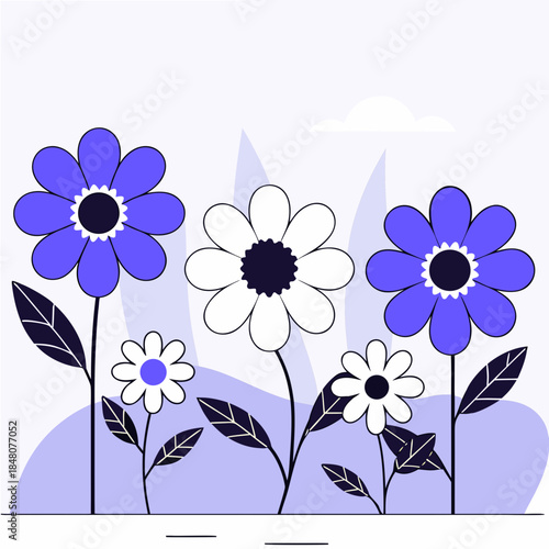Purple and white flowers on purple hill purple flowers