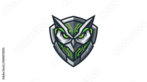 Cybernetic Owl Tech Wise Guard Mascot Logo