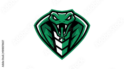 Emerald Green Cobra Shield Snake Emblem Logo