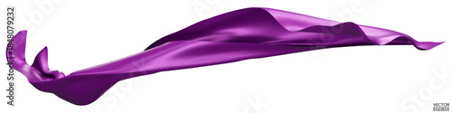 Flying purple silk textile fabric flag background. Smooth elegant purple Satin Isolated on white Background for grand opening ceremony. Purple curtain. 3d vector illustration