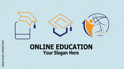 online education logo design vector graphic icon.global education logo,university college and graduation learning