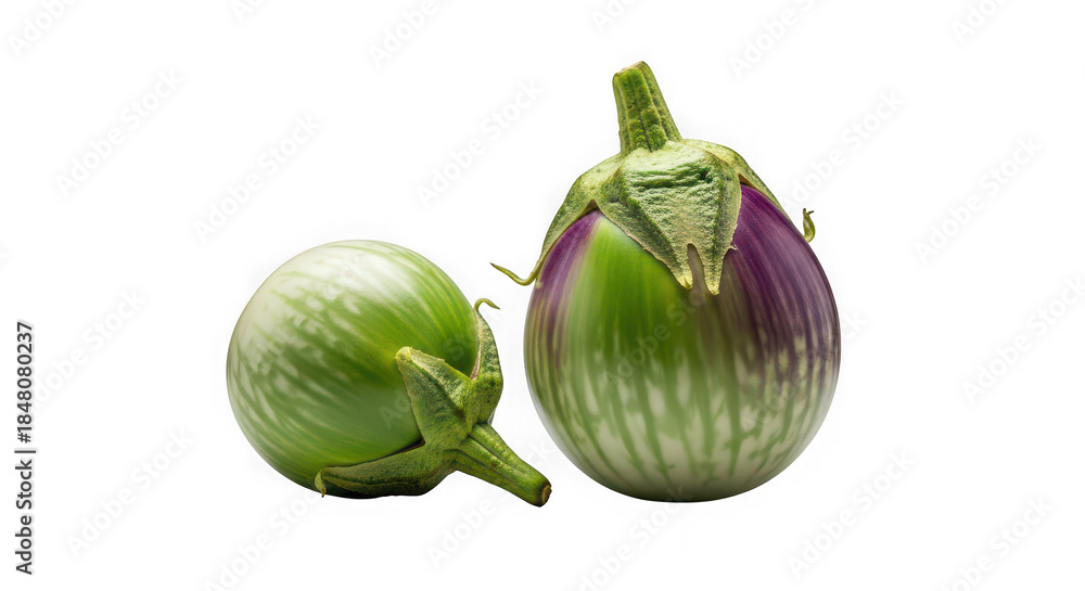 Naklejka premium Fresh eggplants on a white background